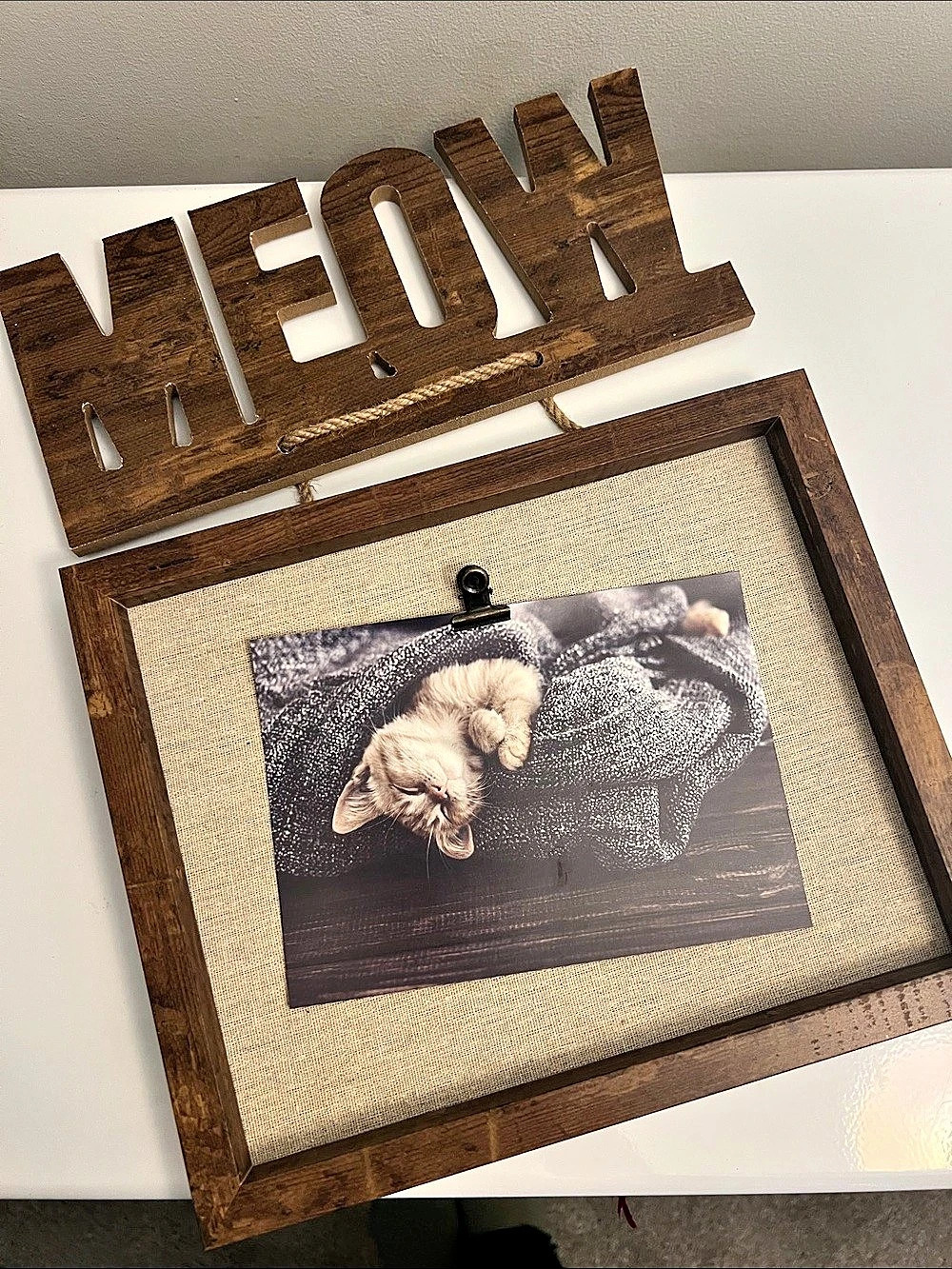 Cat Rustic Wood Picture Frame Set